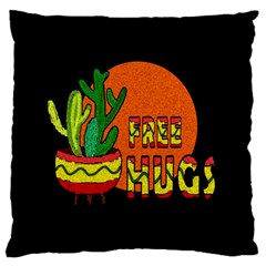 Cactus - Free Hugs Large Flano Cushion Case (two Sides)