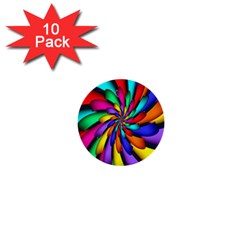 Star Flower Color Rainbow 1  Mini Buttons (10 Pack) 