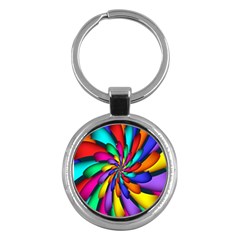 Star Flower Color Rainbow Key Chains (round) 