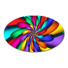 Star Flower Color Rainbow Oval Magnet