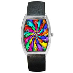 Star Flower Color Rainbow Barrel Style Metal Watch by Mariart