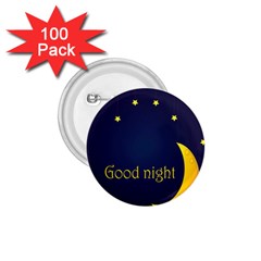 Star Moon Good Night Blue Sky Yellow Light 1 75  Buttons (100 Pack) 