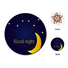 Star Moon Good Night Blue Sky Yellow Light Playing Cards (round)  by Mariart