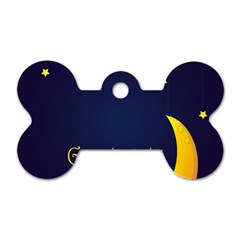 Star Moon Good Night Blue Sky Yellow Light Dog Tag Bone (two Sides) by Mariart