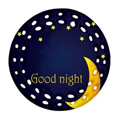 Star Moon Good Night Blue Sky Yellow Light Ornament (round Filigree)