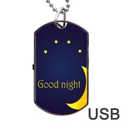 Star Moon Good Night Blue Sky Yellow Light Dog Tag Usb Flash (one Side)