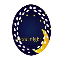 Star Moon Good Night Blue Sky Yellow Light Oval Filigree Ornament (two Sides)