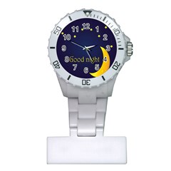 Star Moon Good Night Blue Sky Yellow Light Plastic Nurses Watch by Mariart