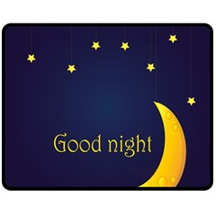 Star Moon Good Night Blue Sky Yellow Light Double Sided Fleece Blanket (medium) 