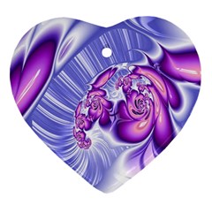 Space Stone Purple Silver Wave Chevron Heart Ornament (two Sides)