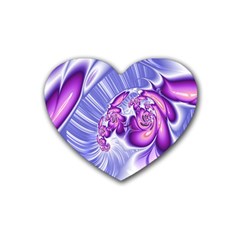 Space Stone Purple Silver Wave Chevron Rubber Coaster (Heart) 