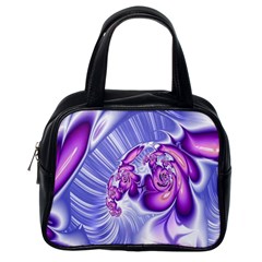 Space Stone Purple Silver Wave Chevron Classic Handbags (One Side)