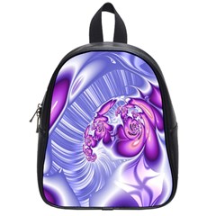 Space Stone Purple Silver Wave Chevron School Bags (Small) 