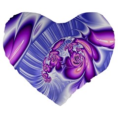 Space Stone Purple Silver Wave Chevron Large 19  Premium Flano Heart Shape Cushions