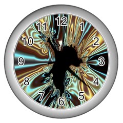 Silver Gold Hole Black Space Wall Clocks (silver)  by Mariart