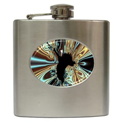 Silver Gold Hole Black Space Hip Flask (6 Oz)
