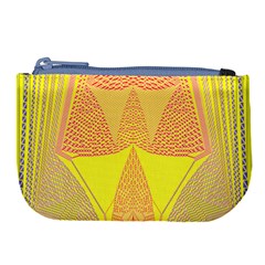 Wave Chevron Plaid Circle Polka Line Light Yellow Red Blue Triangle Large Coin Purse by Mariart