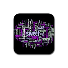 Writing Color Rainbow Sweer Love Rubber Square Coaster (4 Pack)  by Mariart