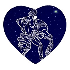 Aquarius Zodiac Star Ornament (heart)