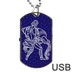 Aquarius Zodiac Star Dog Tag Usb Flash (two Sides) by Mariart