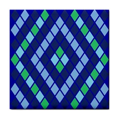 Blue Diamonds Green Grey Plaid Line Chevron Tile Coasters