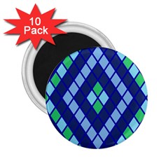 Blue Diamonds Green Grey Plaid Line Chevron 2 25  Magnets (10 Pack)  by Mariart