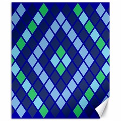 Blue Diamonds Green Grey Plaid Line Chevron Canvas 8  X 10  by Mariart