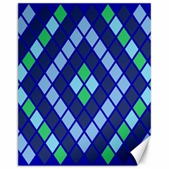 Blue Diamonds Green Grey Plaid Line Chevron Canvas 16  X 20  