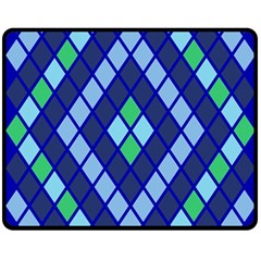 Blue Diamonds Green Grey Plaid Line Chevron Fleece Blanket (medium)  by Mariart