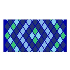 Blue Diamonds Green Grey Plaid Line Chevron Satin Shawl by Mariart