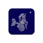 Capricorn Zodiac Star Rubber Square Coaster (4 pack)  Front