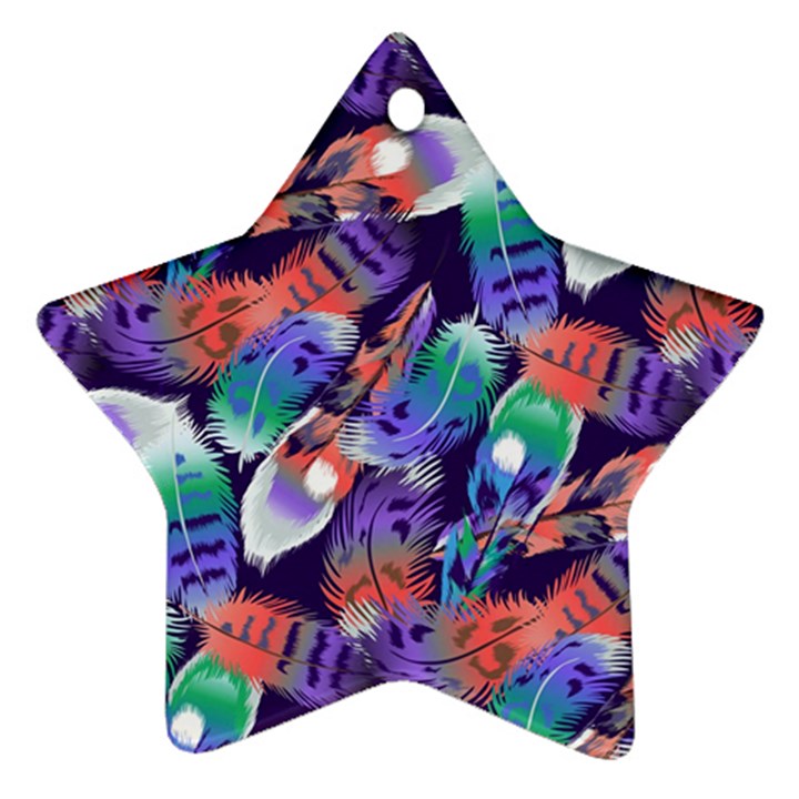 Bird Feathers Color Rainbow Animals Fly Star Ornament (Two Sides)