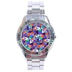Bird Feathers Color Rainbow Animals Fly Stainless Steel Analogue Watch
