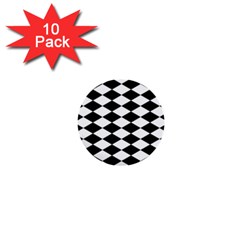 Diamond Black White Plaid Chevron 1  Mini Buttons (10 Pack) 