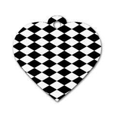 Diamond Black White Plaid Chevron Dog Tag Heart (one Side) by Mariart