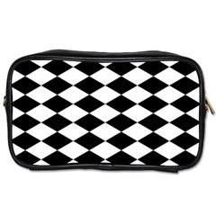 Diamond Black White Plaid Chevron Toiletries Bags 2-side