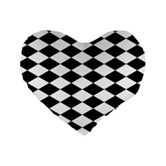 Diamond Black White Plaid Chevron Standard 16  Premium Heart Shape Cushions