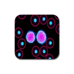 Cell Egg Circle Round Polka Red Purple Blue Light Black Rubber Coaster (square) 