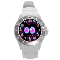 Cell Egg Circle Round Polka Red Purple Blue Light Black Round Plastic Sport Watch (l) by Mariart