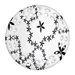 Flower Floral Black Line Wave Chevron Fleurs Ornament (Round Filigree) Front