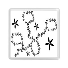Flower Floral Black Line Wave Chevron Fleurs Memory Card Reader (square) 