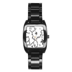 Flower Floral Black Line Wave Chevron Fleurs Stainless Steel Barrel Watch by Mariart