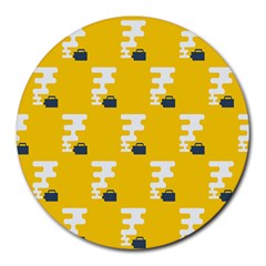 Fog Machine Fogging White Smoke Yellow Round Mousepads by Mariart