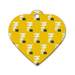 Fog Machine Fogging White Smoke Yellow Dog Tag Heart (two Sides) by Mariart