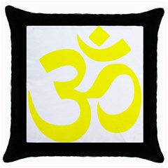 Hindu Om Symbol (maze Yellow) Throw Pillow Case (black) by abbeyz71