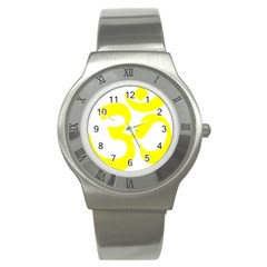 Hindu Om Symbol (maze Yellow) Stainless Steel Watch by abbeyz71