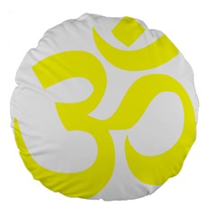 Hindu Om Symbol (maze Yellow) Large 18  Premium Flano Round Cushions by abbeyz71