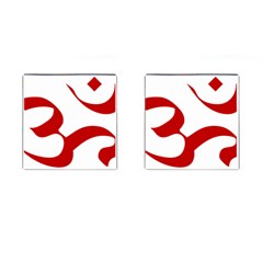 Hindu Om Symbol (red) Cufflinks (square) by abbeyz71