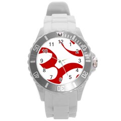 Hindu Om Symbol (red) Round Plastic Sport Watch (l) by abbeyz71