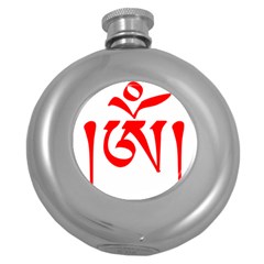 Tibetan Om Symbol (red) Round Hip Flask (5 Oz) by abbeyz71